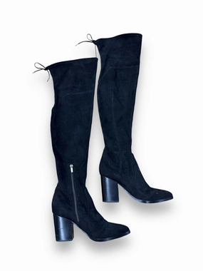 Boots Knee Heels By Marc Fisher In Black, Size: 8.5 Marc Fisher fashion shoes with block heels