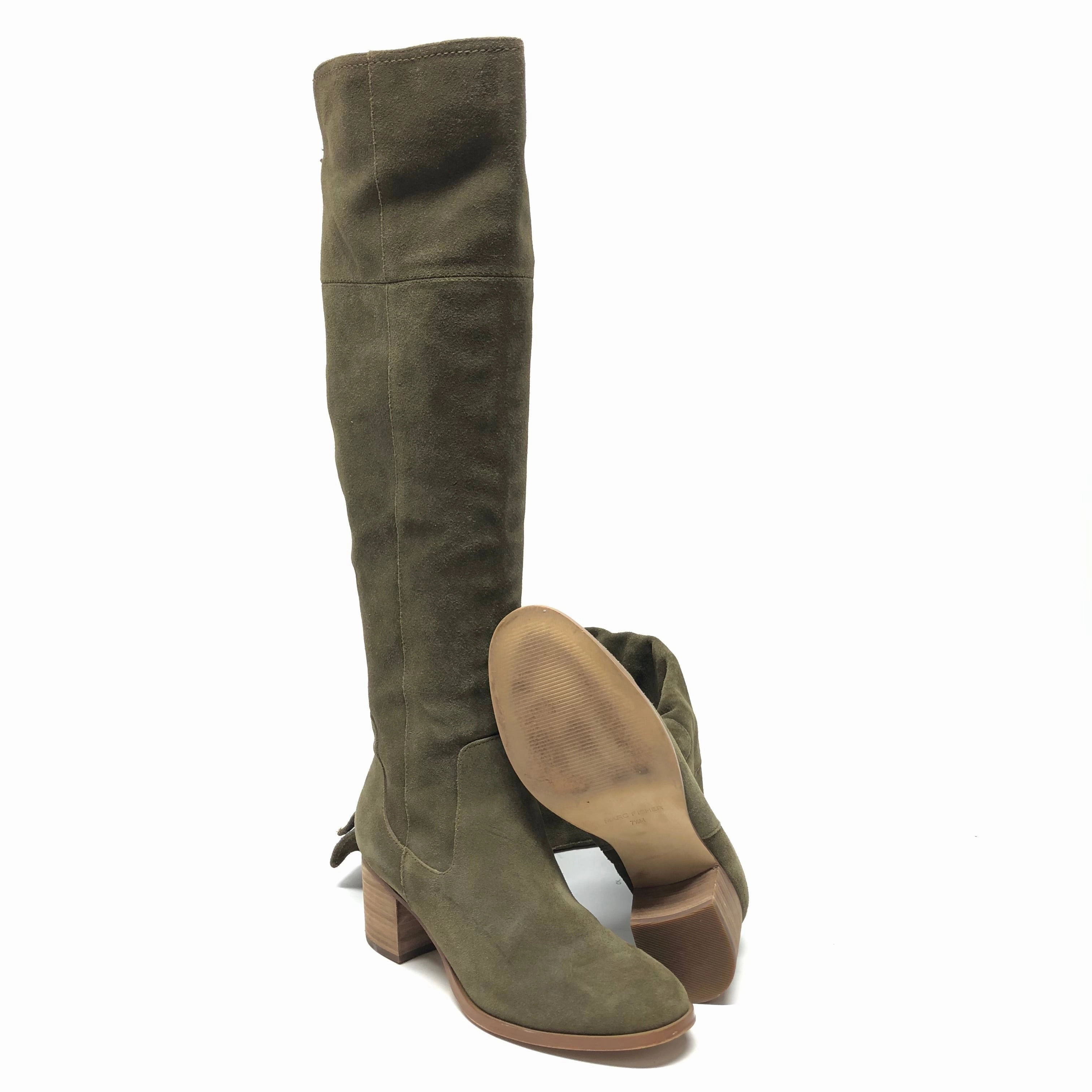 Boots Knee Heels By Marc Fisher In Green, Size: 7.5 Fashion Heels