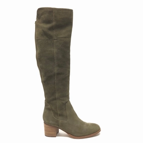 Boots Knee Heels By Marc Fisher In Green, Size: 7.5 Marc Fisher fashion shoes with block heels