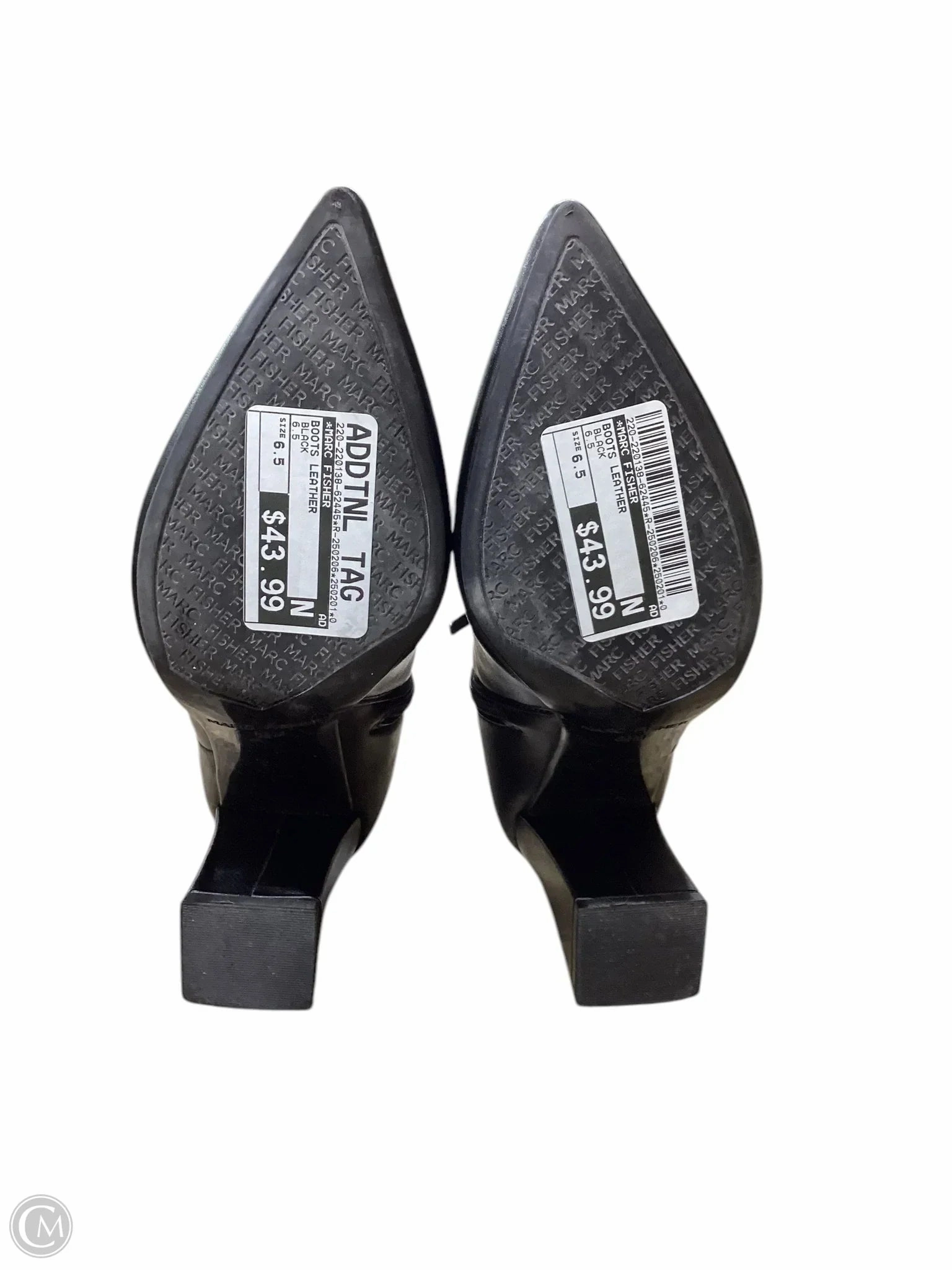 Boots Leather By Marc Fisher In Black, Size: 6.5 Fashion Heels