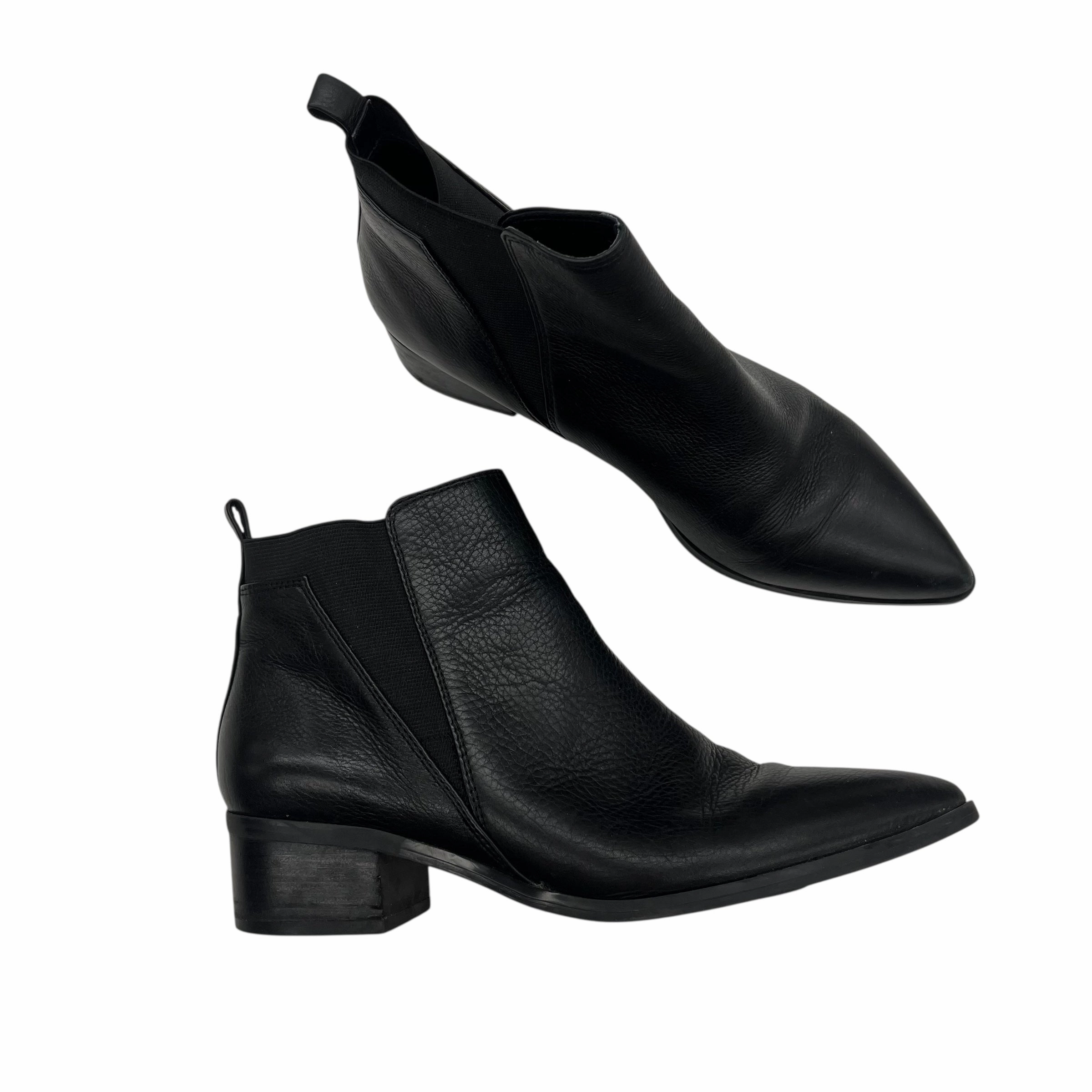 Boots Leather By Marc Fisher In Black, Size:7.5 Fashion Heels