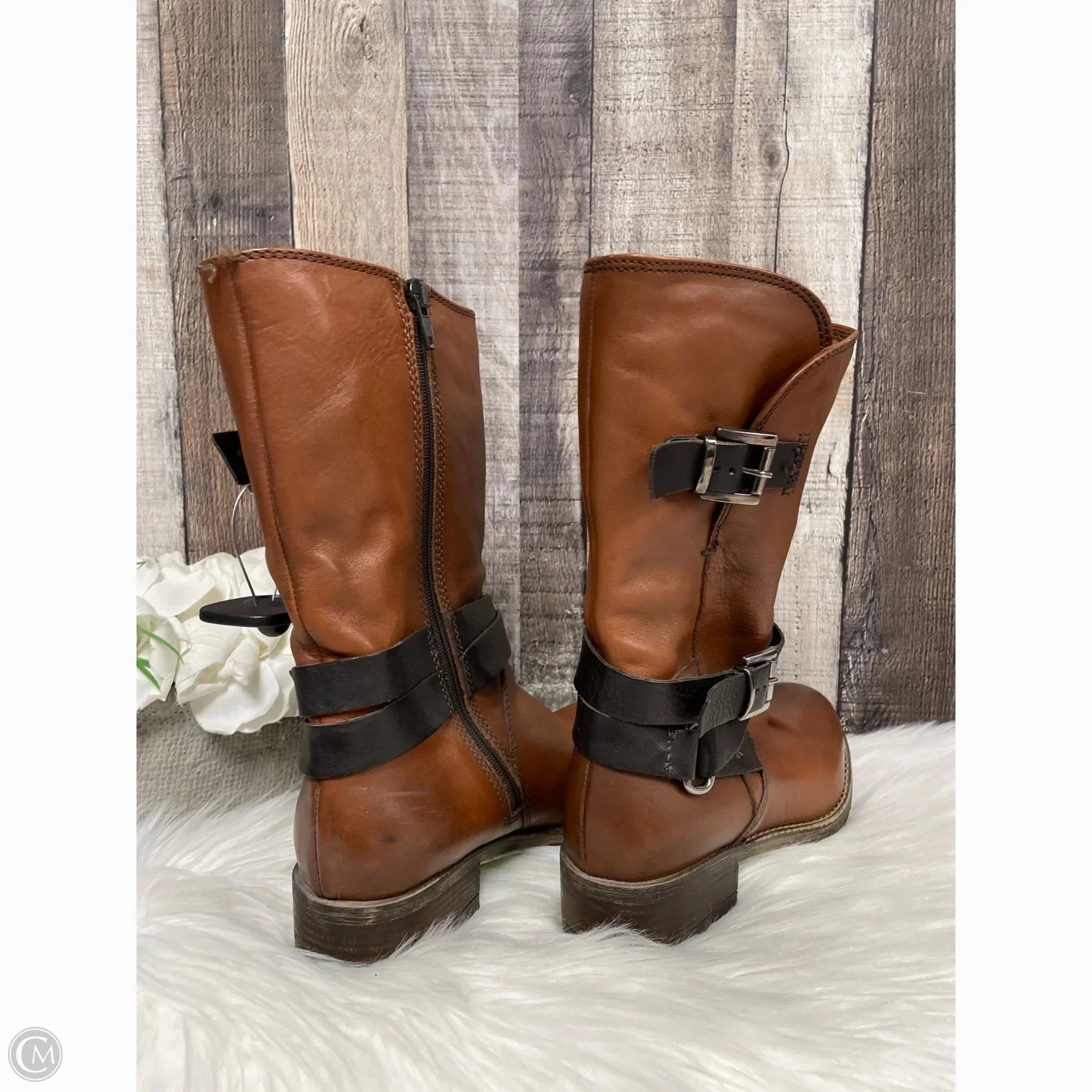 Boots Mid-calf Flats By Clarks In Brown, Size: 6 Leather Footwear