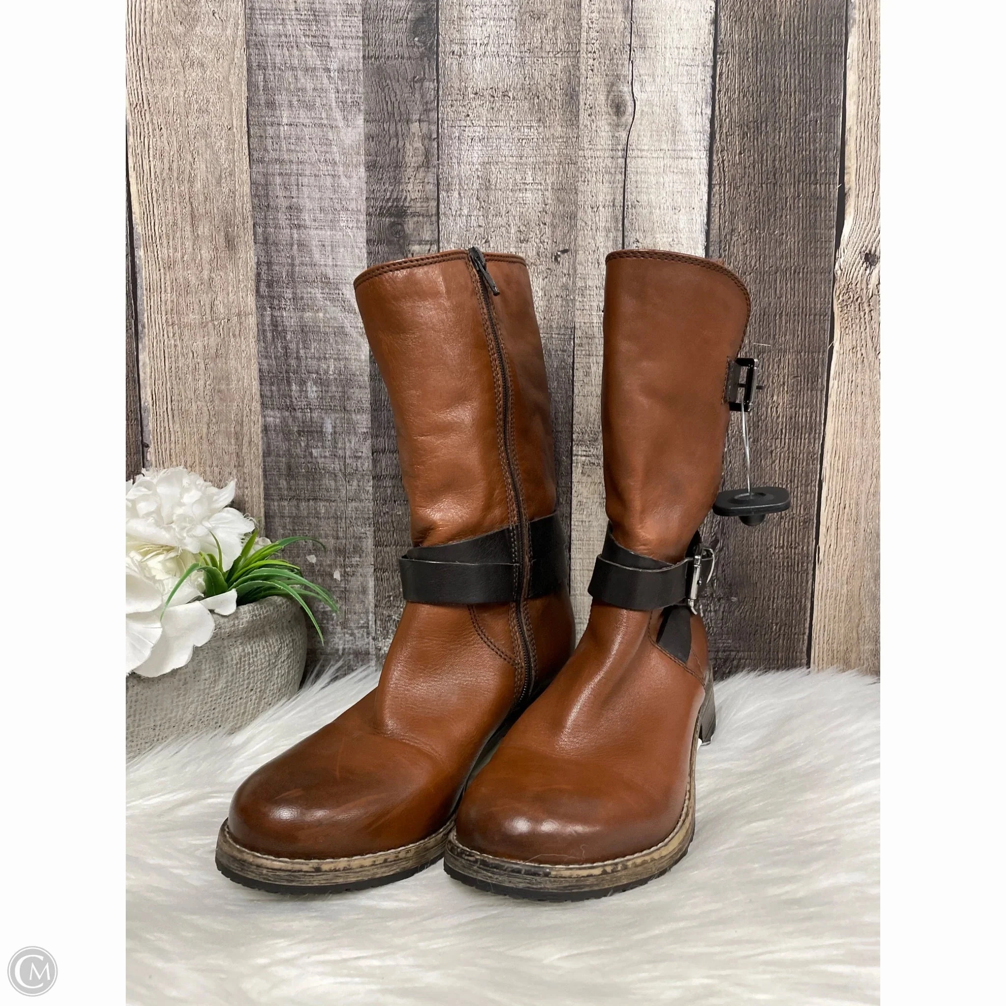 Boots Mid-calf Flats By Clarks In Brown, Size: 6 Leather Footwear
