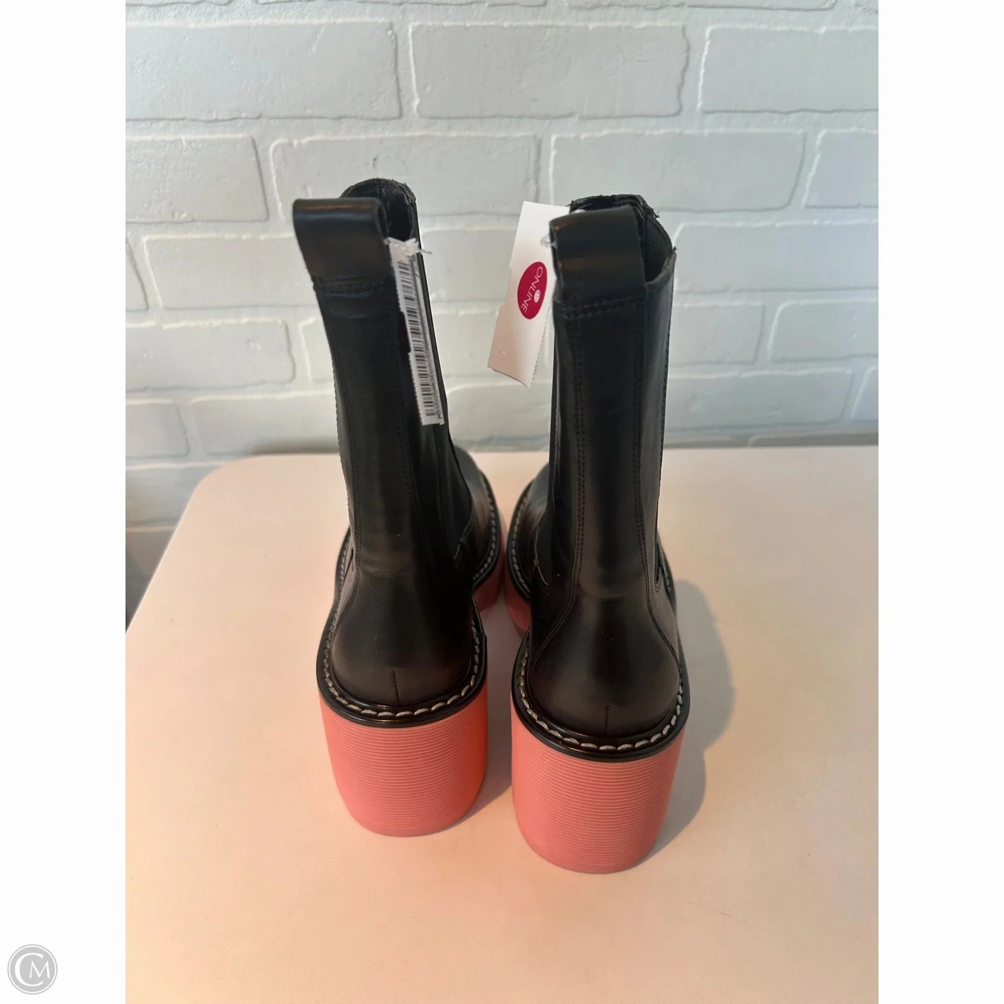 Boots Mid-calf Heels By Marc Fisher In Black & Pink, Size: 9.5 Fashion Heels