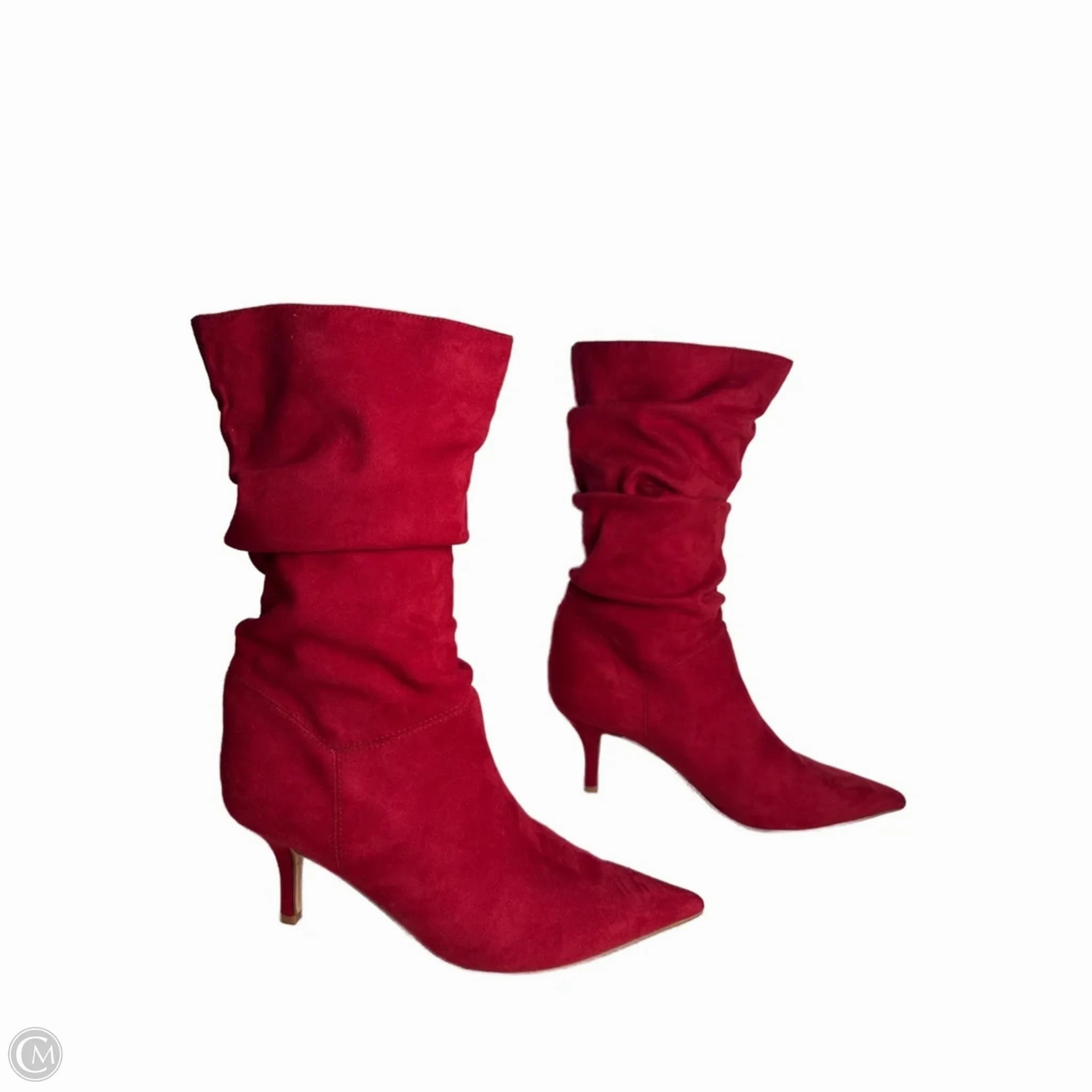 Boots Mid-calf Heels By Marc Fisher In Red, Size: 7.5 Fashion Heels