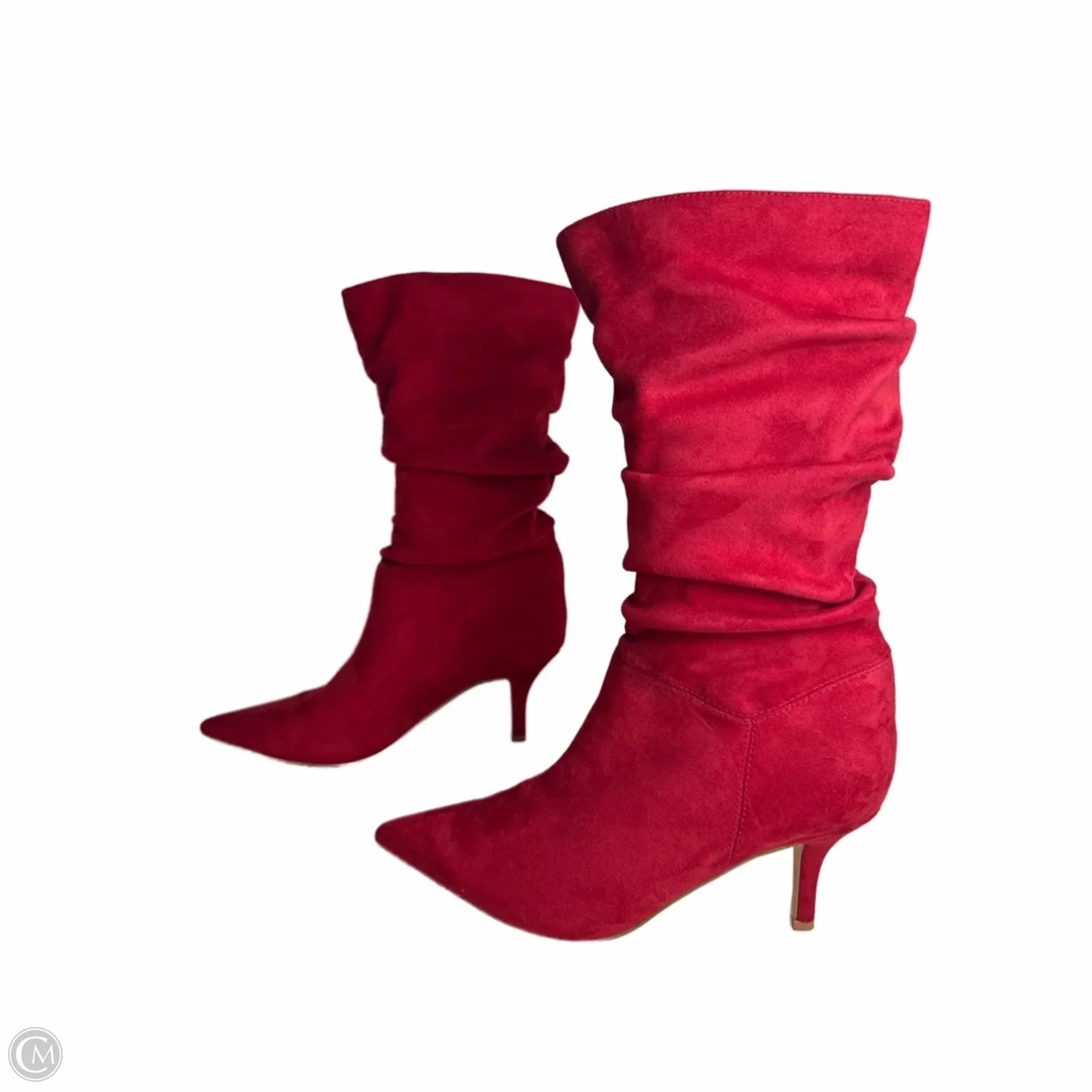Boots Mid-calf Heels By Marc Fisher In Red, Size: 7.5 Fashion Heels