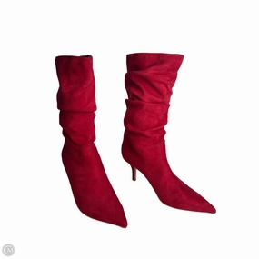 Boots Mid-calf Heels By Marc Fisher In Red, Size: 7.5 Marc Fisher fashion shoes with block heels