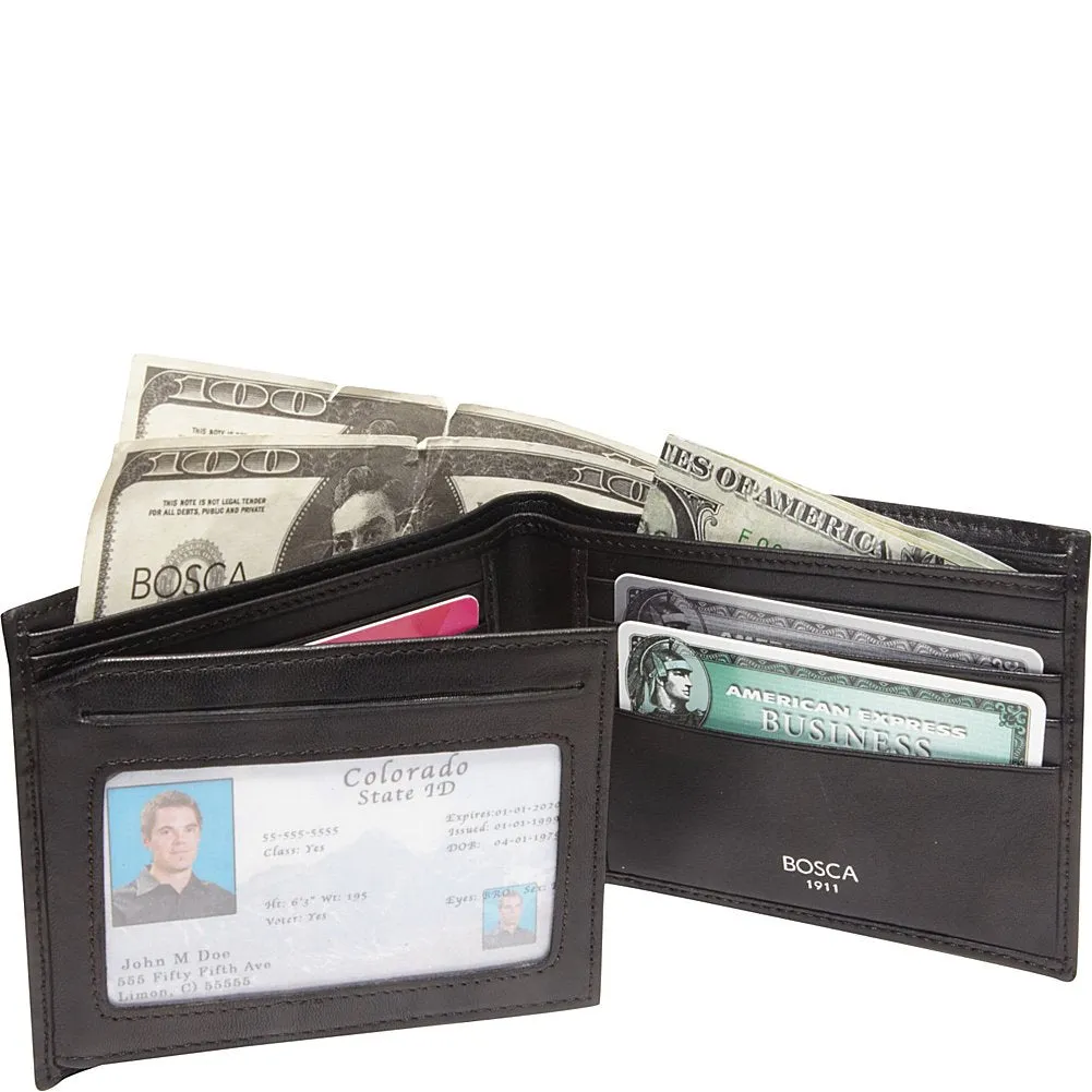 Bosca Men's Nappa Vitello Collection Continental ID Wallet Bags Bosca