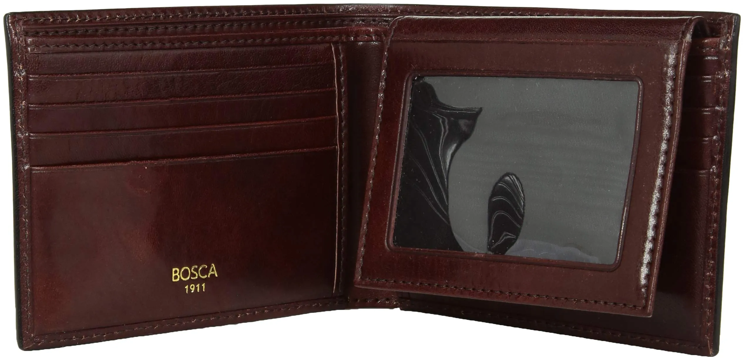 Bosca Mens Old Leather Credit Wallet w/ ID Passcase Bags Bosca