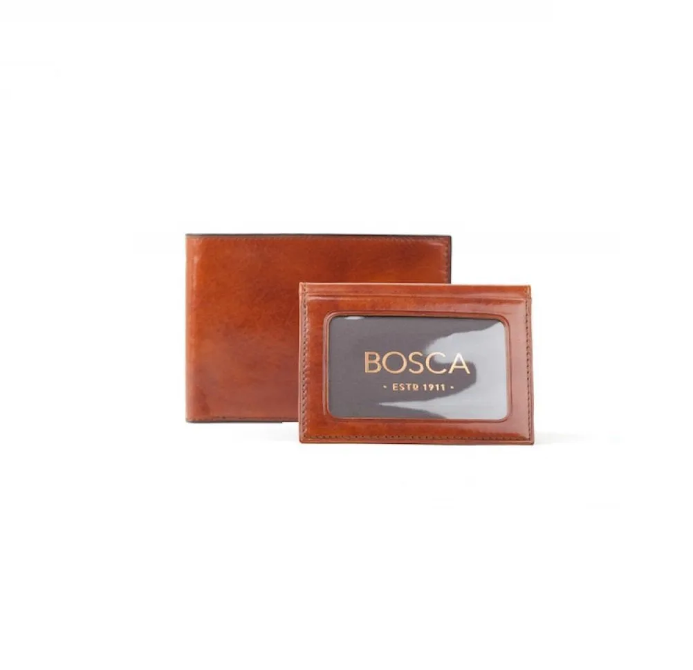 Bosca Mens Old Leather Credit Wallet w/ ID Passcase Bags Bosca