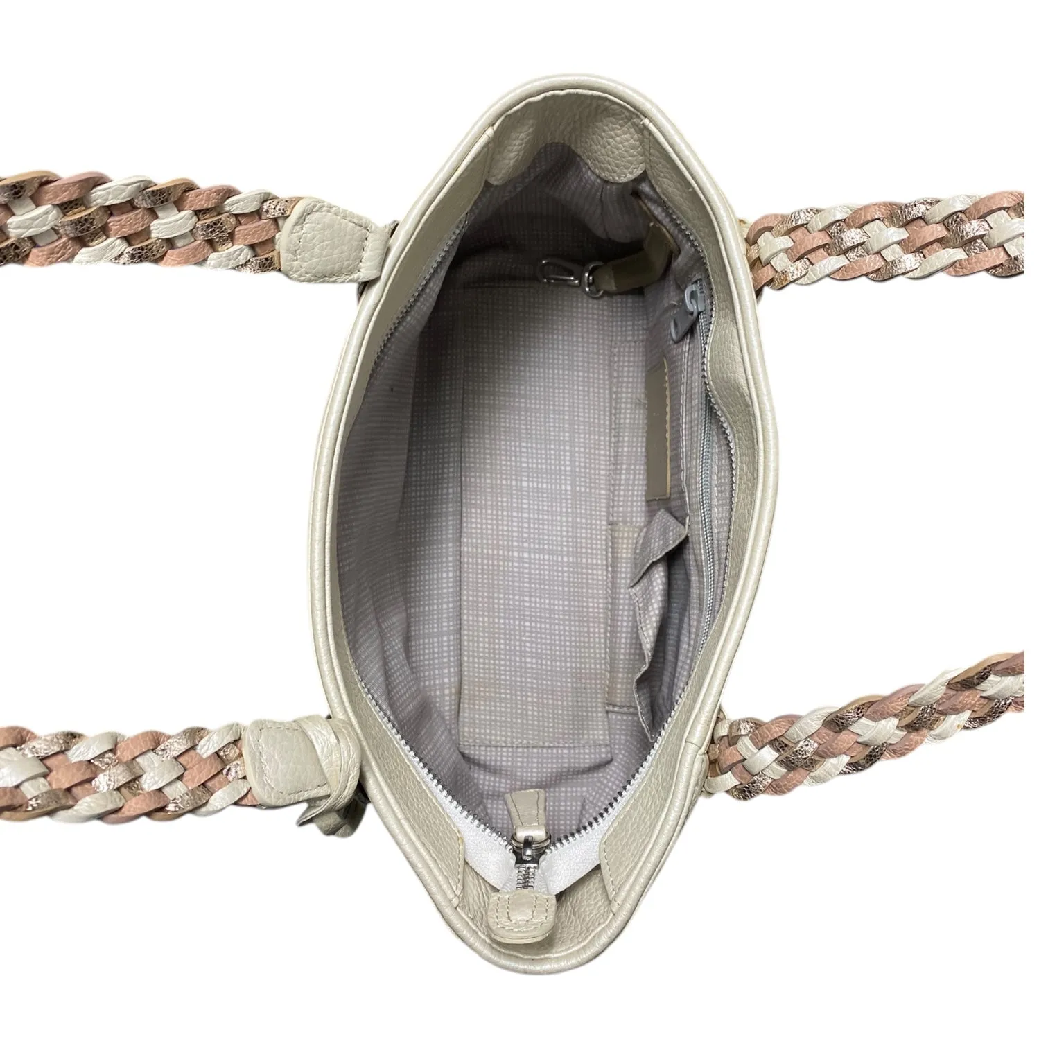 Brighton	Bags Handbag Leather By Brighton In Cream, Size:Medium