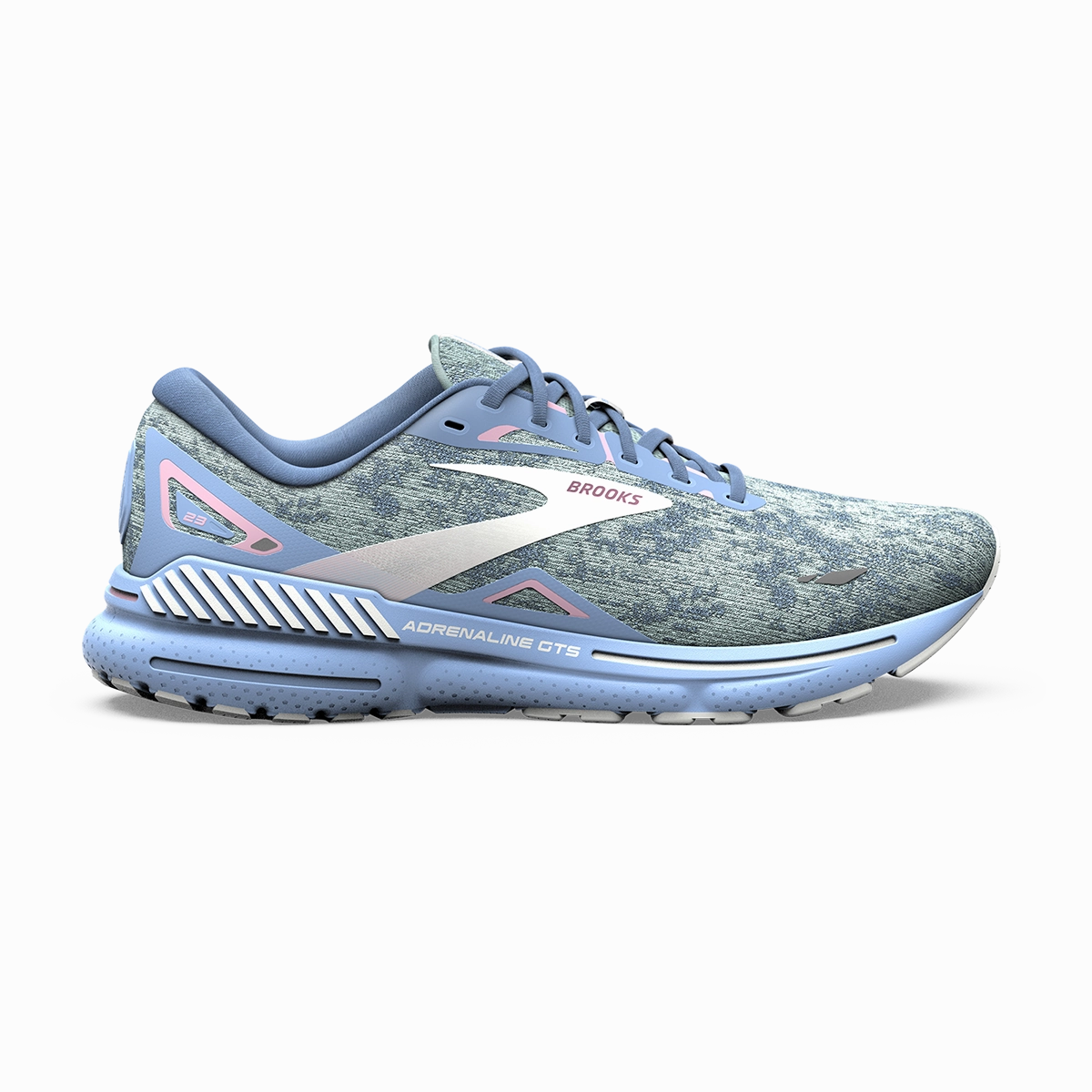 Brooks Adrenaline GTS 23 - Blue - Open Air - Pink Brooks running shoes with responsive cushioning