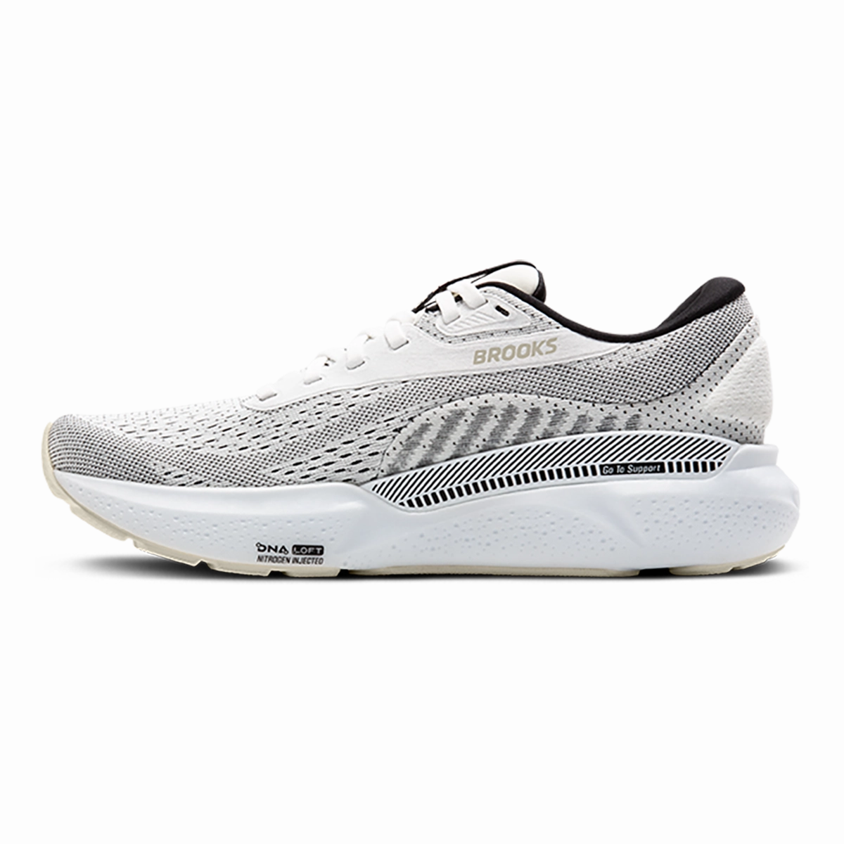 Brooks Adrenaline GTS 24 White - Black - Pelican Brooks performance running shoes
