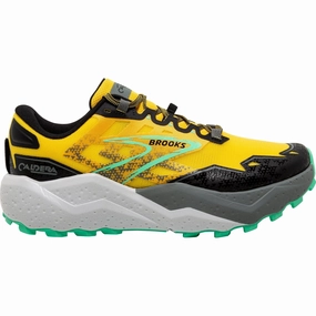 Brooks Caldera 7 Mens Trail Running Shoes - Yellow Brooks cushioned sneakers for distance running