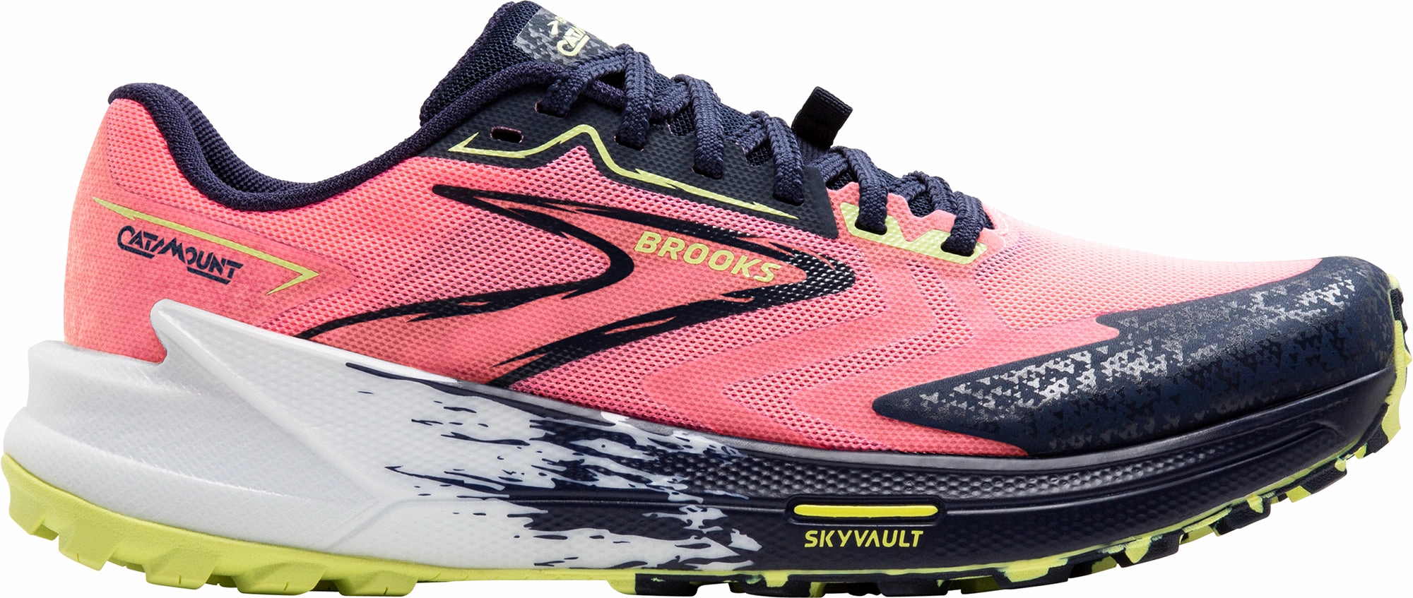 Brooks Catamount 3 Womens Trail Running Shoes - Pink Brooks cushioned sneakers for distance running