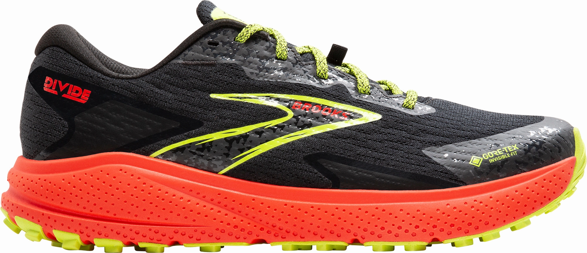 Brooks Divide 5 GORE-TEX Mens Trail Running Shoes - Black Brooks cushioned sneakers for distance running