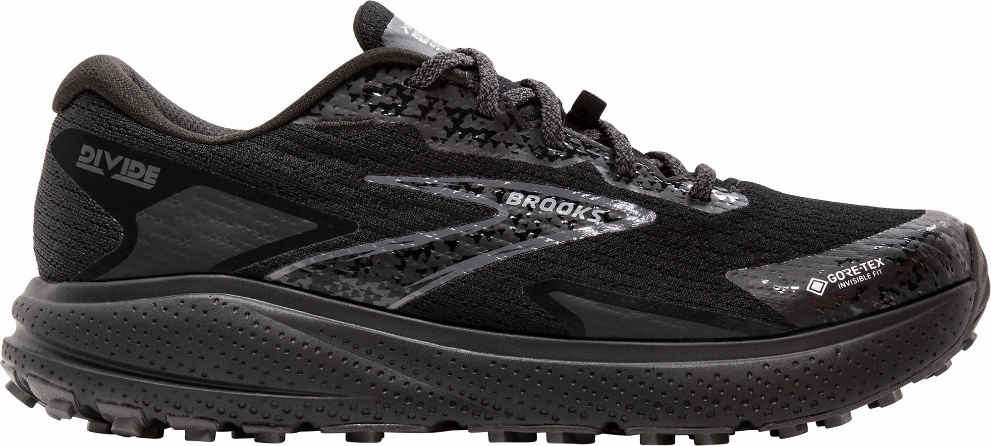 Brooks Divide 5 GORE-TEX Mens Trail Running Shoes - Black Brooks cushioned sneakers for distance running