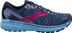 Brooks Ghost 14 Womens Running Shoes - Blue Brooks cushioned sneakers for distance running