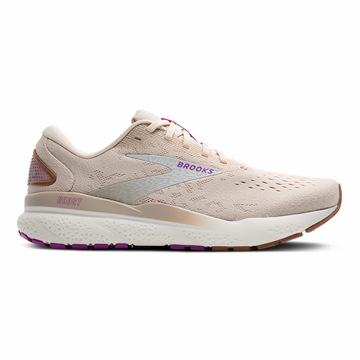 Brooks Ghost 16 - Almond Peach - Coconut - Purple Brooks running shoes with responsive cushioning