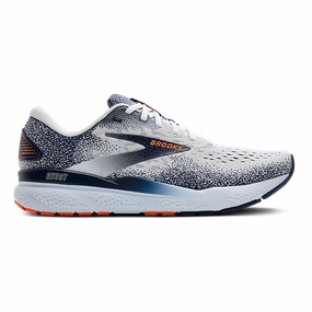 Brooks Ghost 16 - White - Peacoat - Orange Brooks running shoes with responsive cushioning
