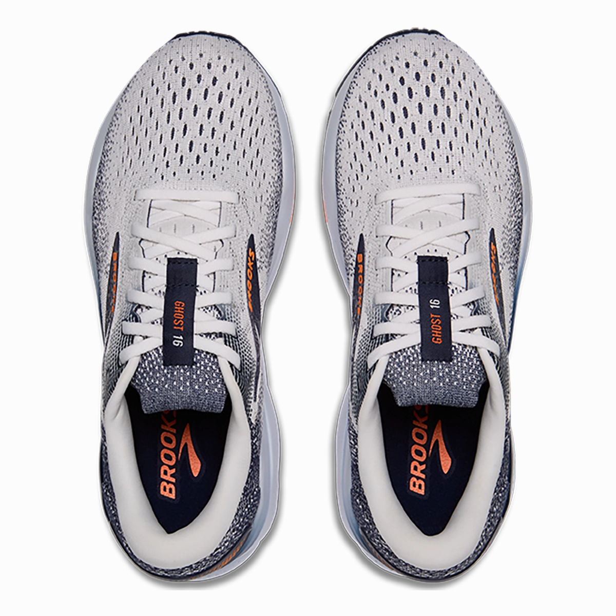 Brooks Ghost 16 - White - Peacoat - Orange Brooks performance running shoes