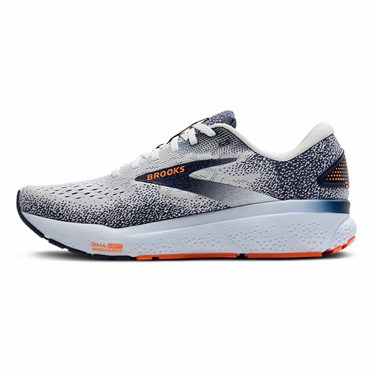 Brooks Ghost 16 - White - Peacoat - Orange Brooks performance running shoes