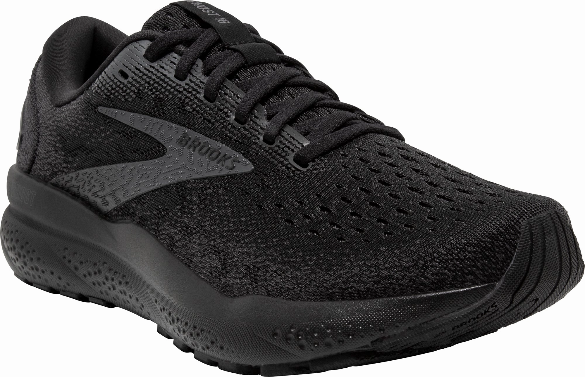 Brooks Ghost 16 WIDE FIT (2E) Mens Running Shoes - Black Training Sneakers