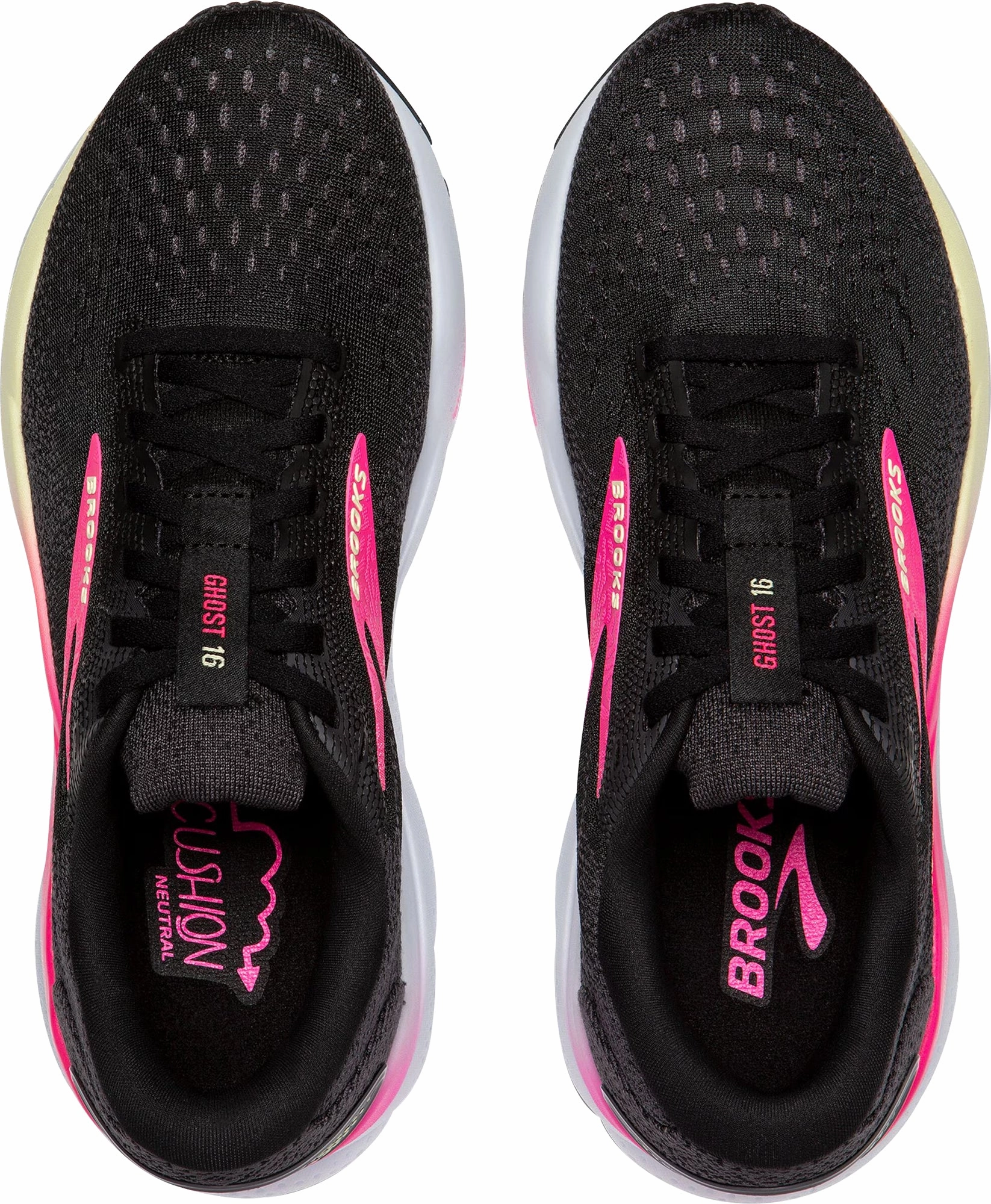 Brooks Ghost 16 WIDE FIT Womens Running Shoes - Black Training Sneakers