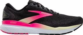 Brooks Ghost 16 WIDE FIT Womens Running Shoes - Black Brooks breathable running shoes for performance