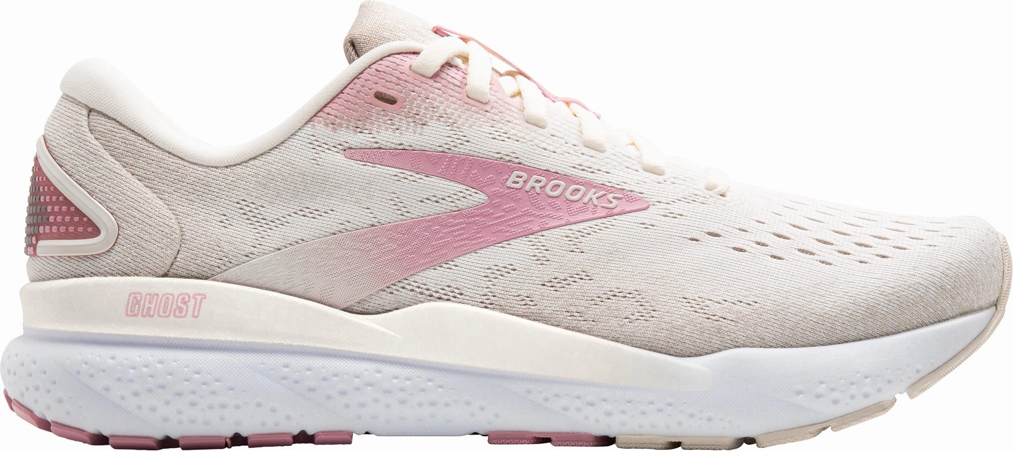 Brooks Ghost 16 Womens Running Shoes - Pink Brooks cushioned sneakers for distance running
