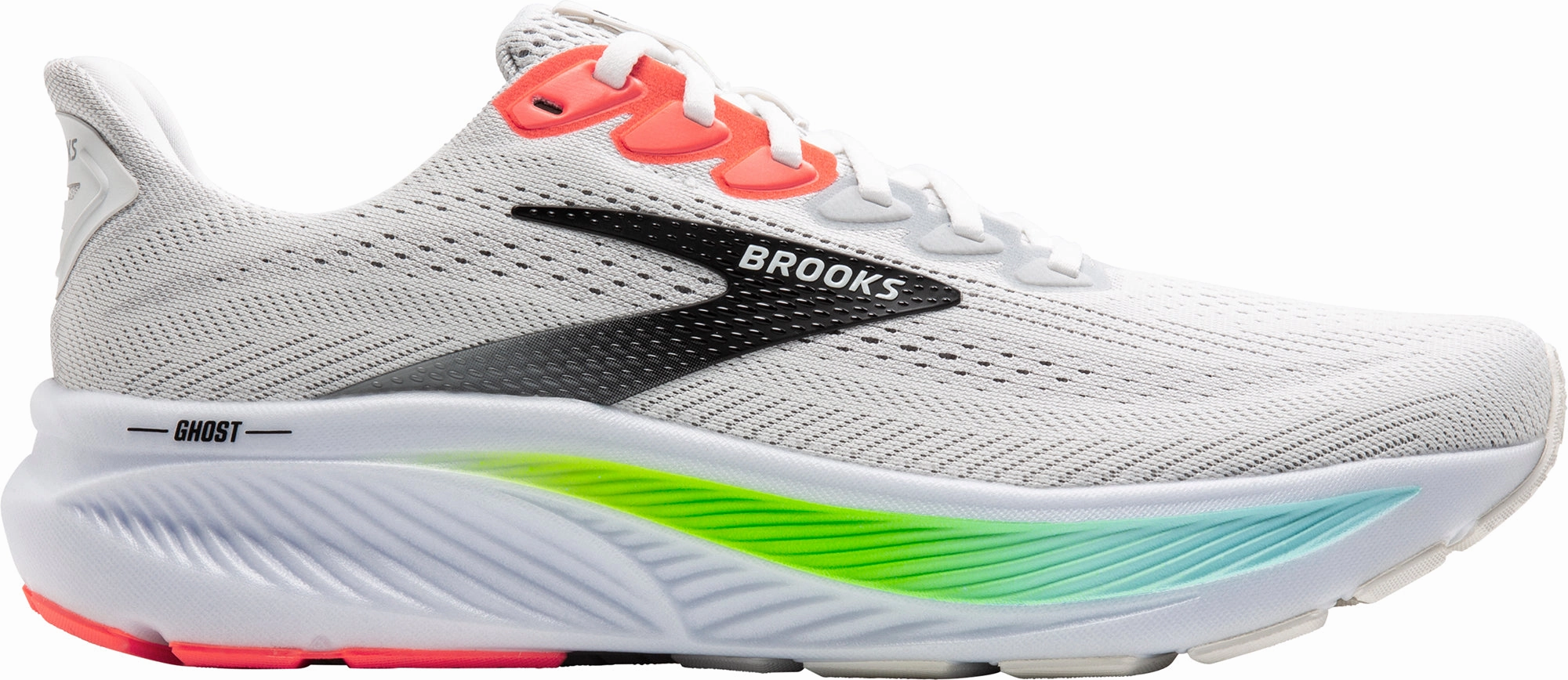 Brooks Ghost 17 Mens Running Shoes - White Brooks cushioned sneakers for distance running