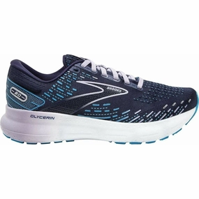 Brooks Glycerin 20 Womens Running Shoes - Blue Brooks cushioned sneakers for distance running