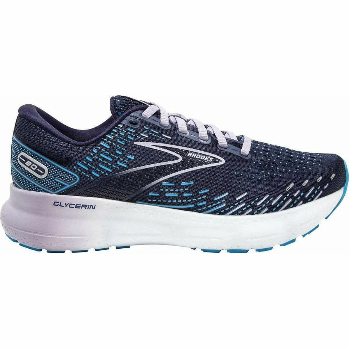 Brooks Glycerin 20 Womens Running Shoes - Blue Brooks cushioned sneakers for distance running