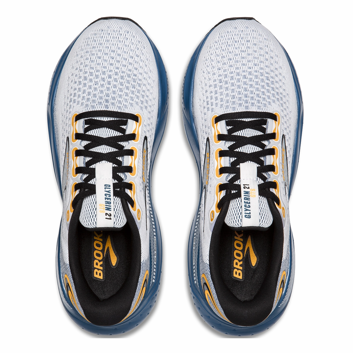 Brooks Glycerin 21 - White - Sapphire - Orange Brooks performance running shoes