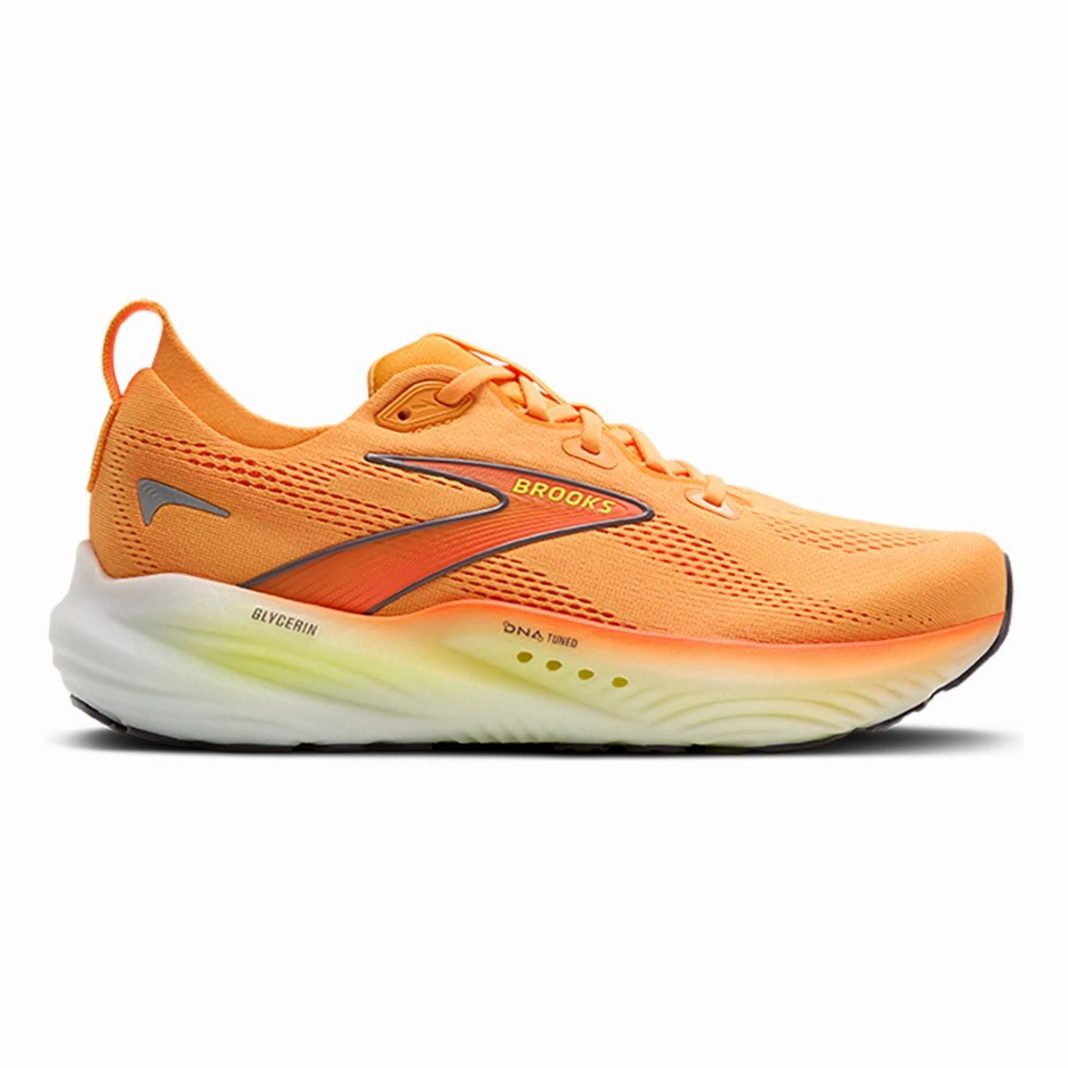 Brooks Glycerin 22 Orange - Nightlife - White Brooks running shoes with responsive cushioning