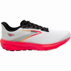 Brooks Launch 10 Womens Running Shoes - White Brooks cushioned sneakers for distance running