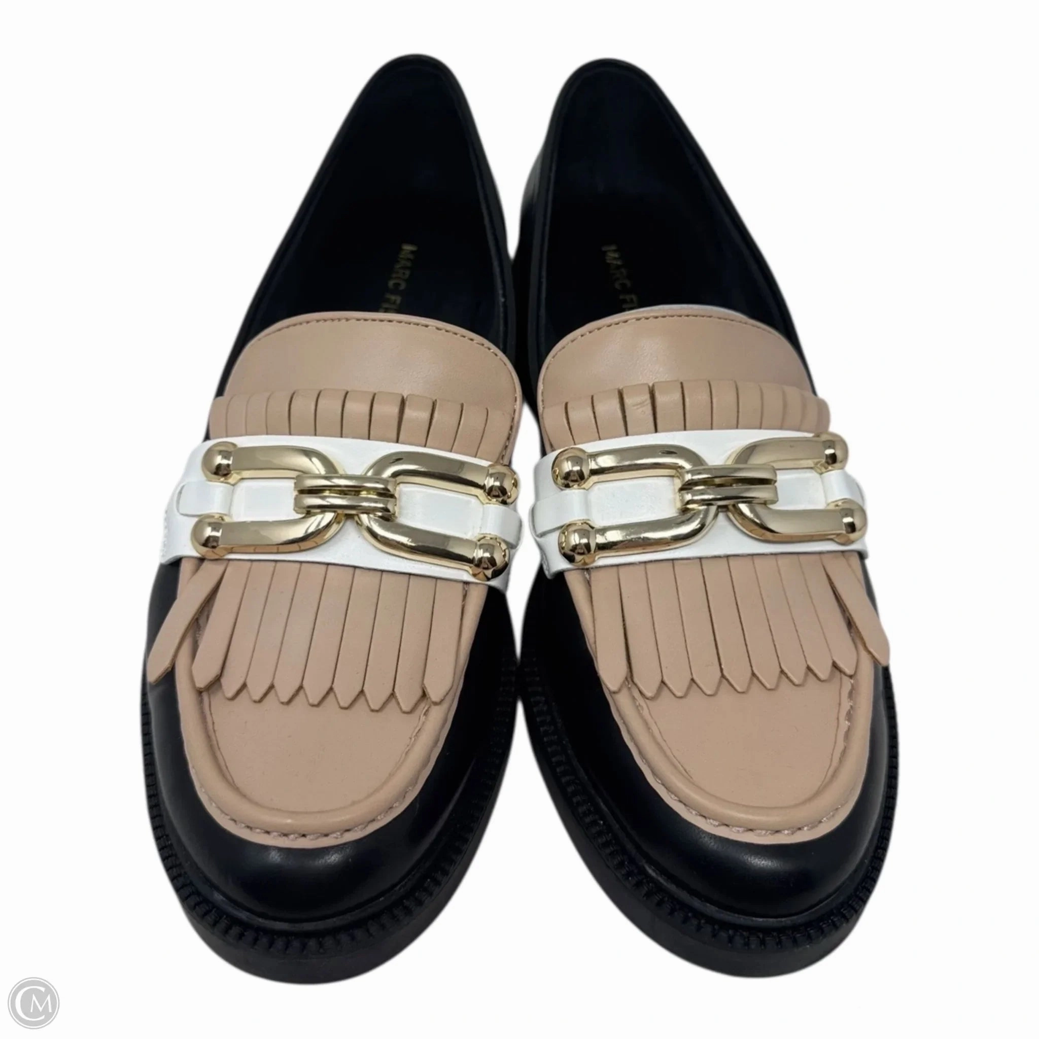 Calisto Kiltie Loafer Shoes Flats By Marc Fisher In Black & Tan, Size: 8.5 Fashion Heels