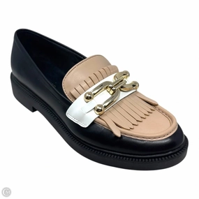 Calisto Kiltie Loafer Shoes Flats By Marc Fisher In Black & Tan, Size: 8.5 Marc Fisher fashion shoes with block heels