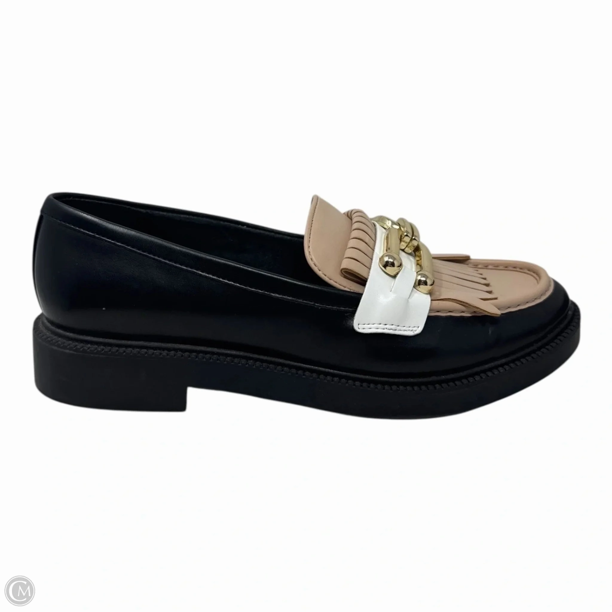 Calisto Kiltie Loafer Shoes Flats By Marc Fisher In Black & Tan, Size: 8.5 Fashion Heels