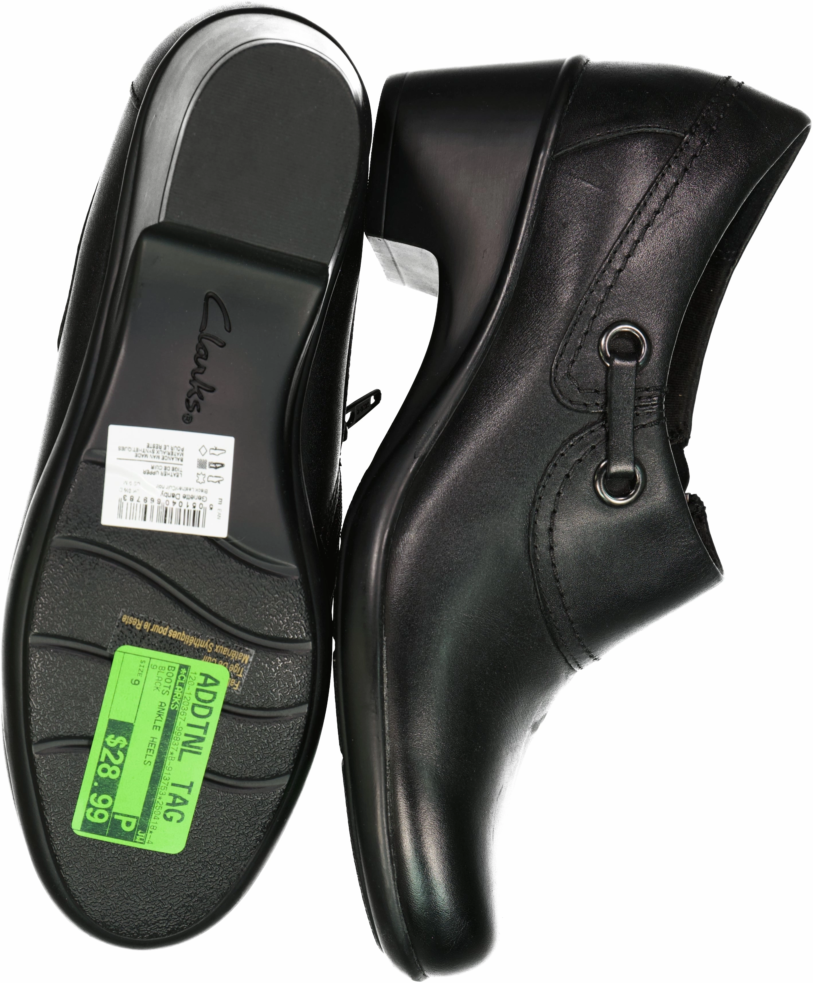 CLARKS-BOOTS ANKLE HEELS Size 9 Leather Footwear