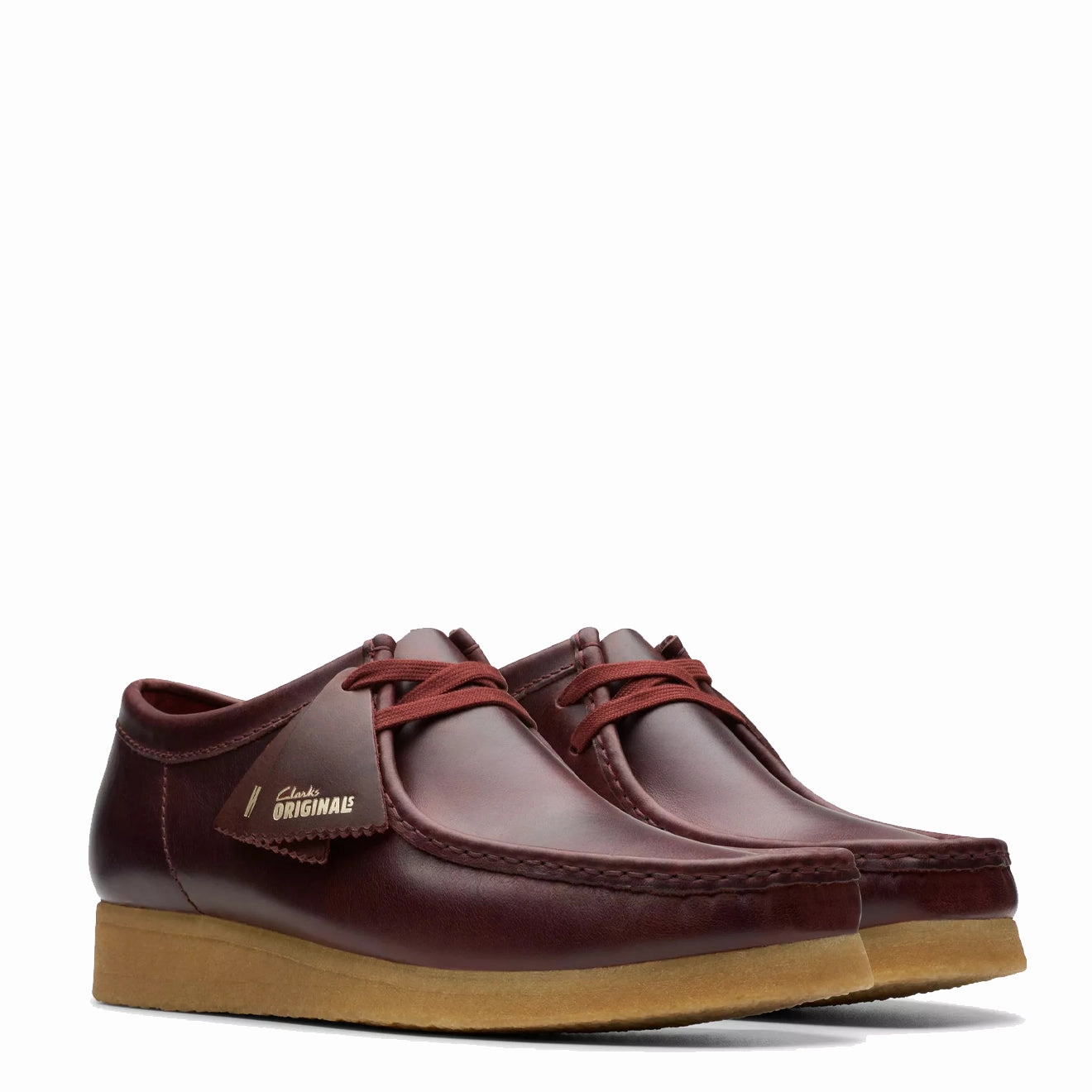 Clarks Originals Wallabee Deep Red Leather Heritage Suede Footwear