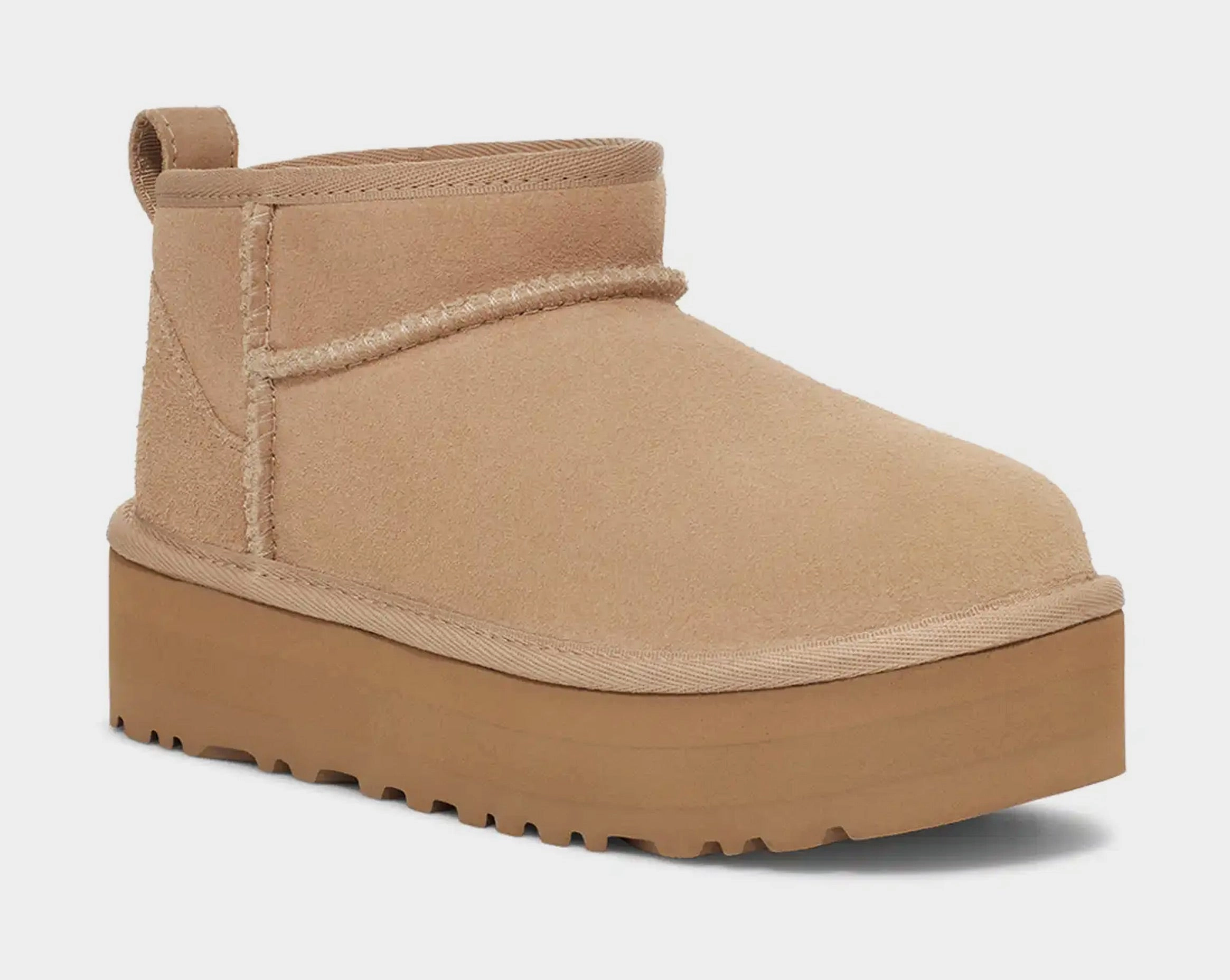 Classic Ultra Mini Platform Grade School Boots (Beige) Ugg Mini Boot Styles