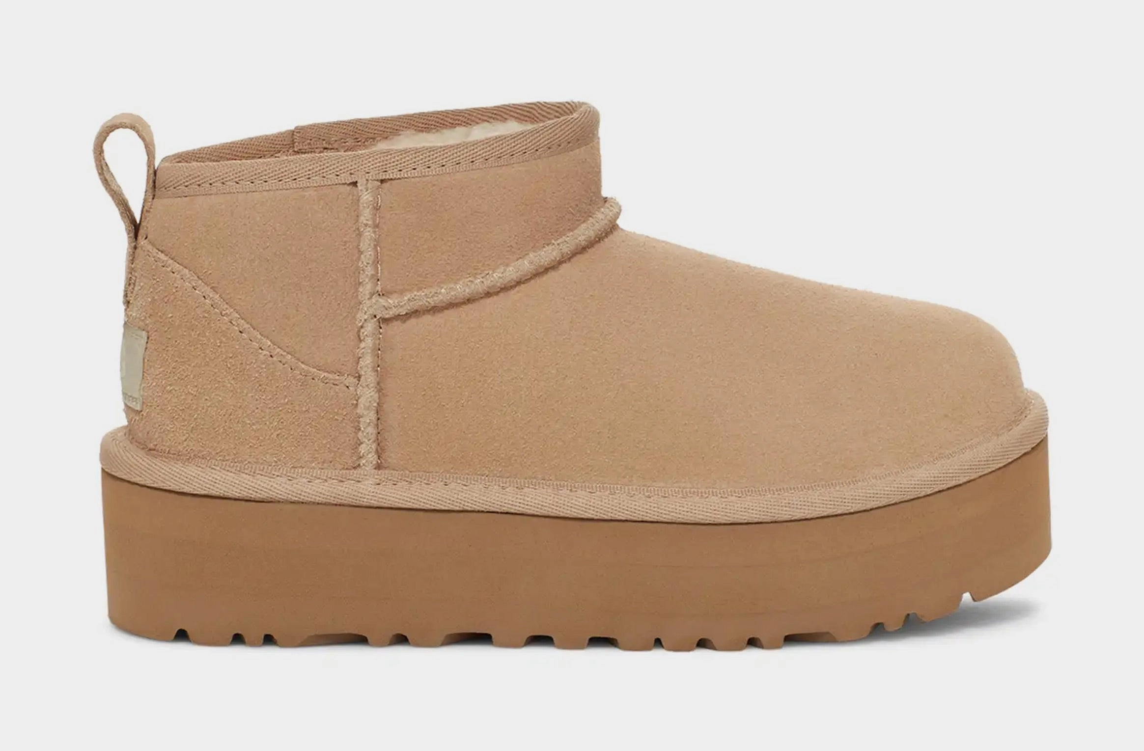 Classic Ultra Mini Platform Grade School Boots (Beige) ugg classic tasman slippers warm and durable