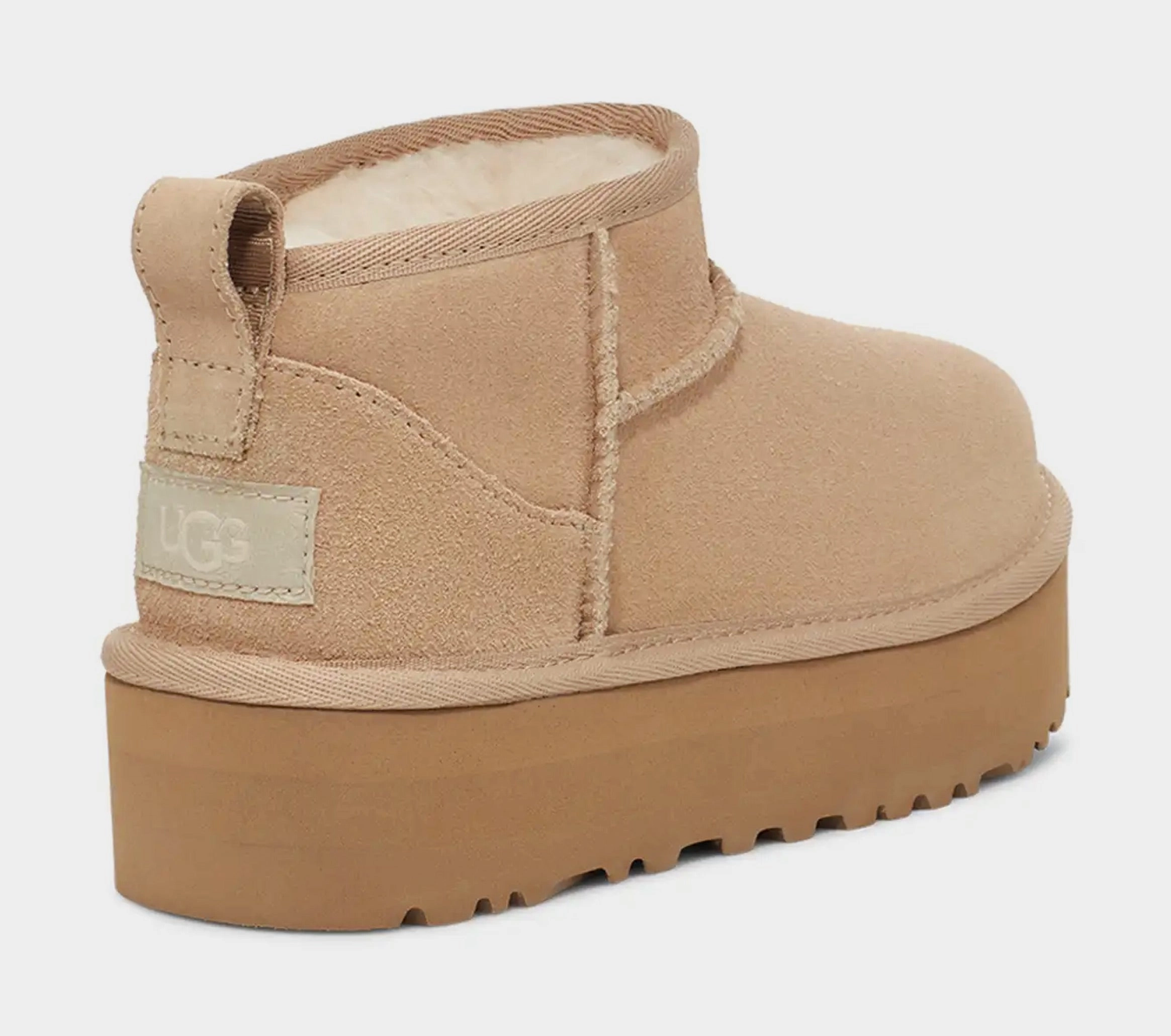 Classic Ultra Mini Platform Grade School Boots (Beige) Ugg Mini Boot Styles
