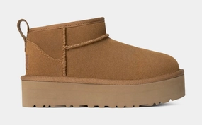 Classic Ultra Mini Platform Grade School Boots (Chestnut) ugg classic tasman slippers warm and durable