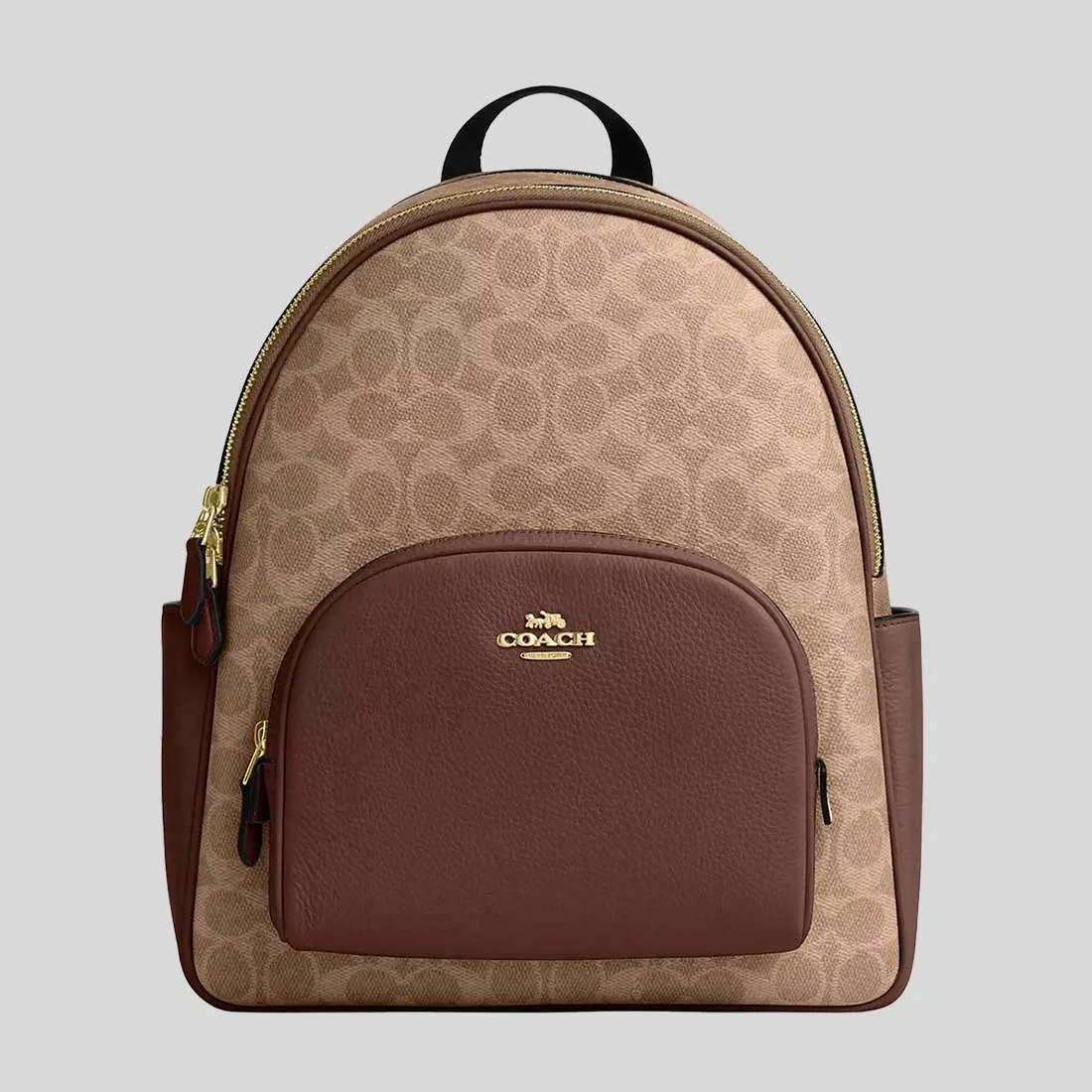 Coach Bags COACH Court Backpack In Signature Canvas Tan/Brown CZ176