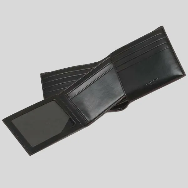 Coach Bags Coach Men's Compact ID Wallet In Signature With Oxblood Trim F25519