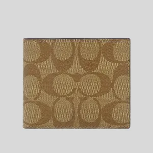 Coach Bags COACH Men's ID Billfold Wallet In Signature Canvas Tan F66551