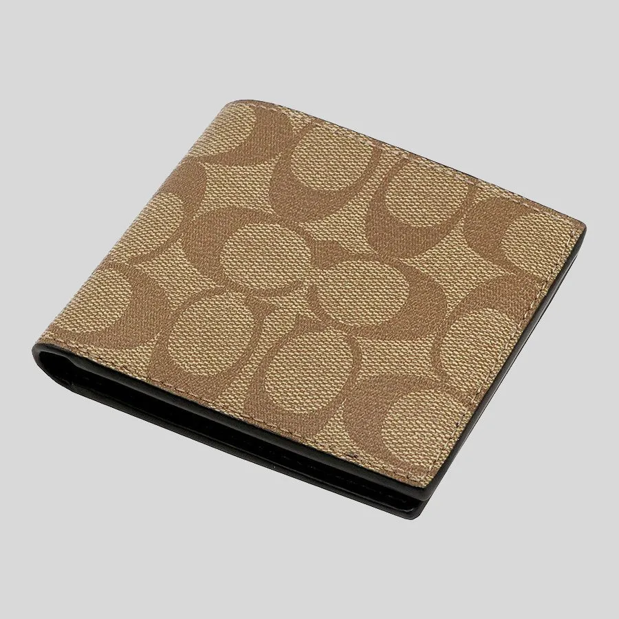 Coach Bags COACH Men's ID Billfold Wallet In Signature Canvas Tan F66551