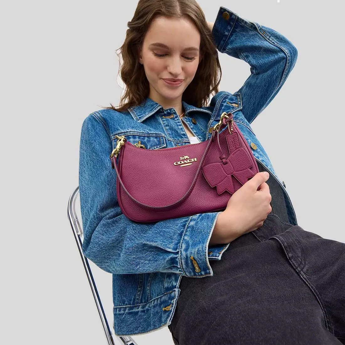 Coach Bags COACH Teri Shoulder Bag With Bow Charm Pink CY654